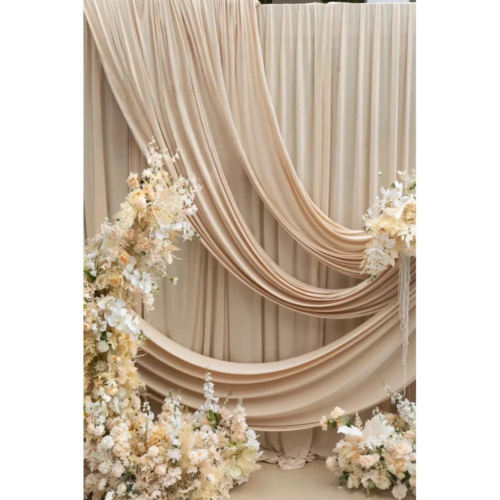 

Кремовый абрикосовый полупрозрачный шифоновый тканевый драпировка для свадебного декора, сценического платья, материал платья