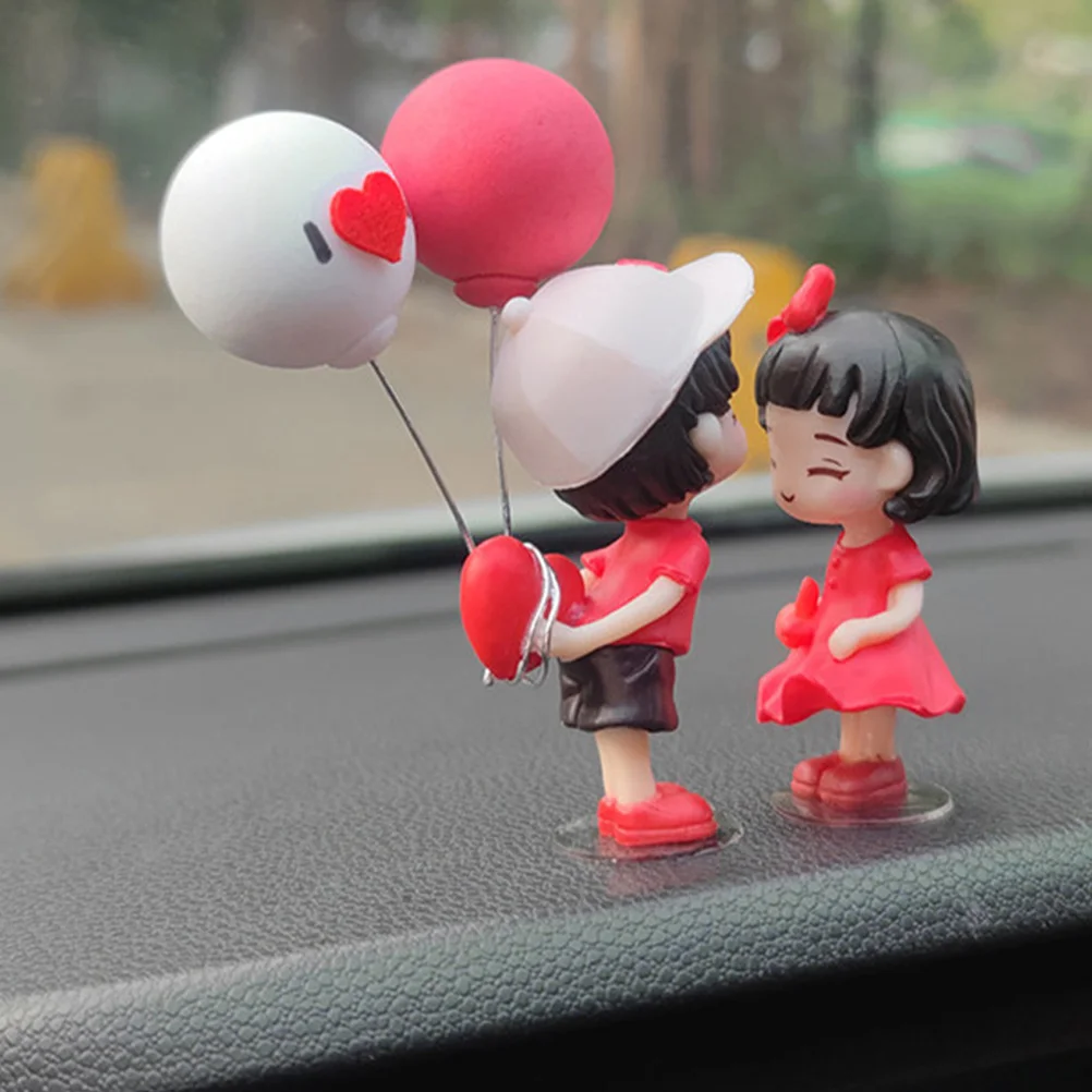 Car Ornaments Cars Dashboard Red Couple Accessories Figurines Resin Lovers