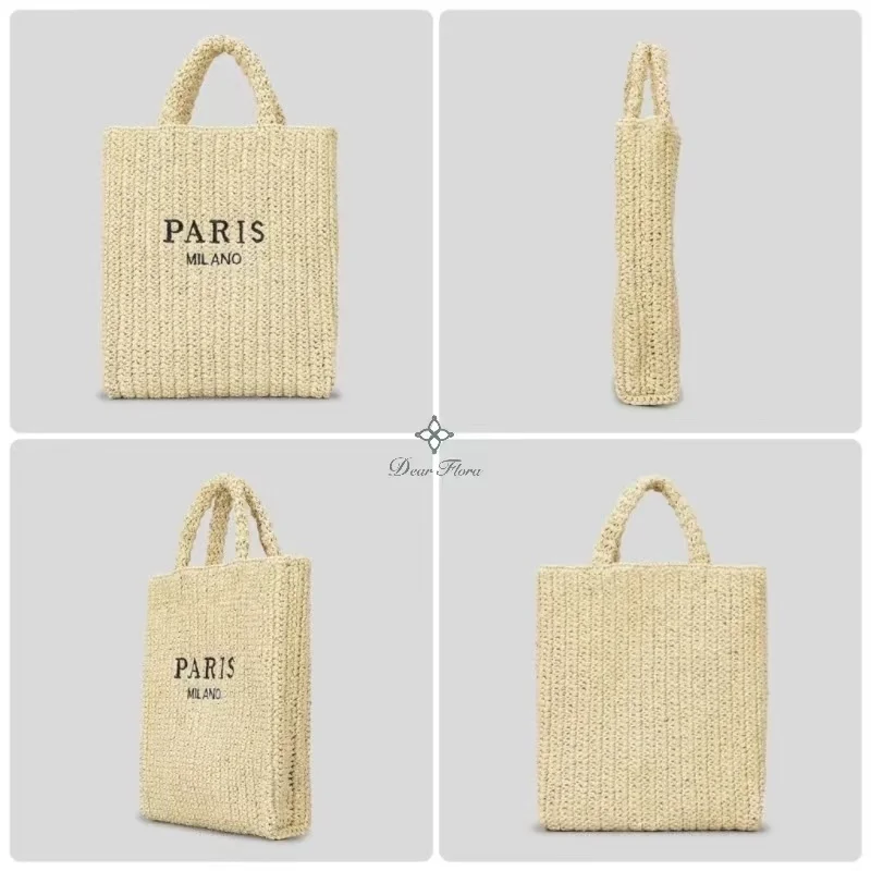 Women Vacation Fashion Summer Beach Straw Knitting Shoulder Bag Hollow Out Handwoven Handbag Portable Large Capacity Casual Tote