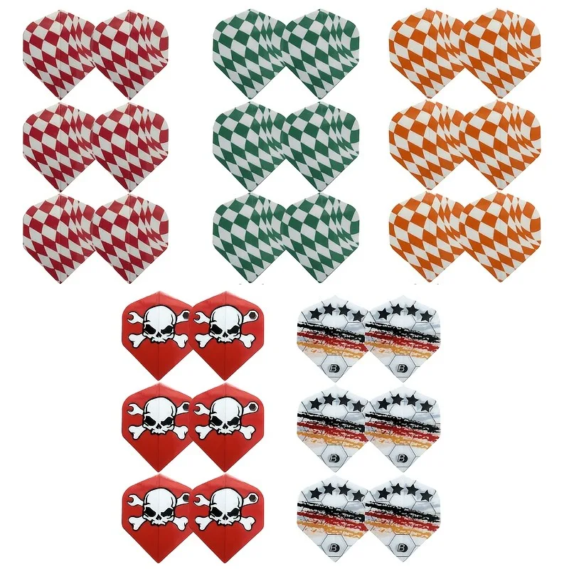 30pcs Dart Flight Tips Suitable for Darts, 5 Color Patterns with Multi-Color Flight Tips for Replacement Tips