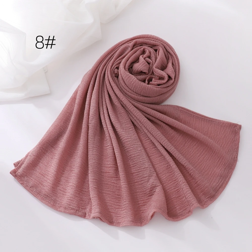 Crinkle Muslim Hijabs for Women Scarf Thin Plain Shawls Femme Musulman Soft Rayon Headscarf Wrinkle Islamic Turban Headband