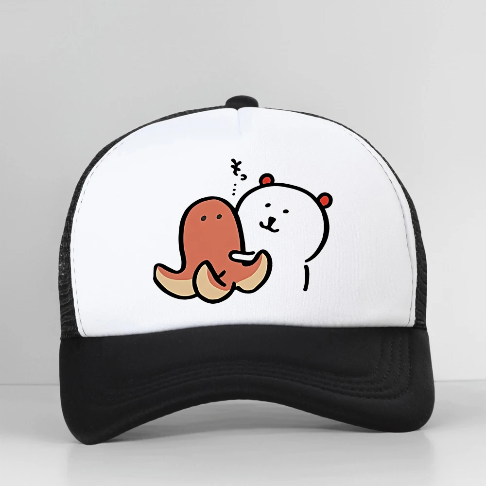 

Funny Joke Bear Print Baseball Cap for Women Summer Vintage Street Casual Style Adjustable Mesh Snapback Hat