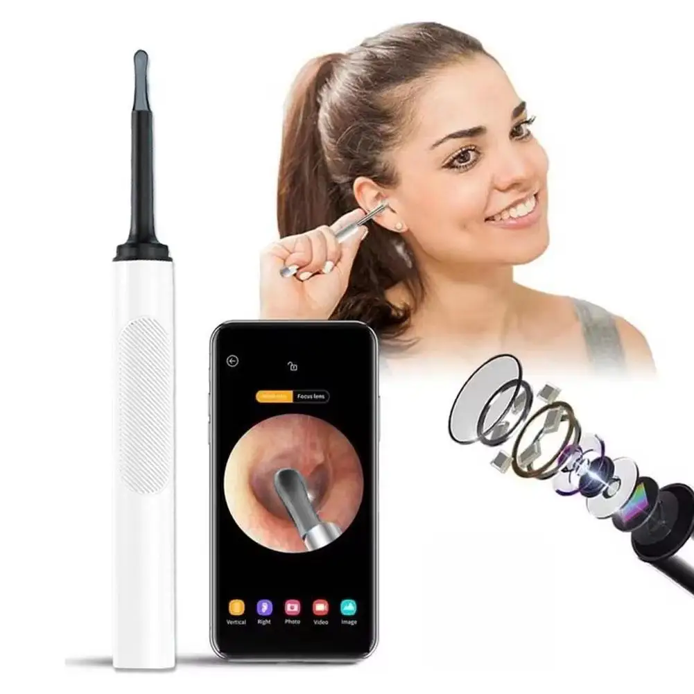 Ear Wax Cleaner With Camera 3.5mm Earwax Clean Otoscope 500W Pixel Earwax Remover With Ear Spoon Support Android Type-C Phone 