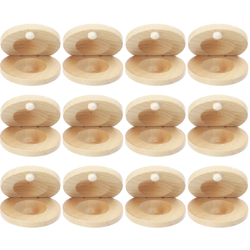 

12 pcs Wood Castanets Kids Musical Instruments Durable Orff Rhythm Toys Percussion Child Early Education Gifts