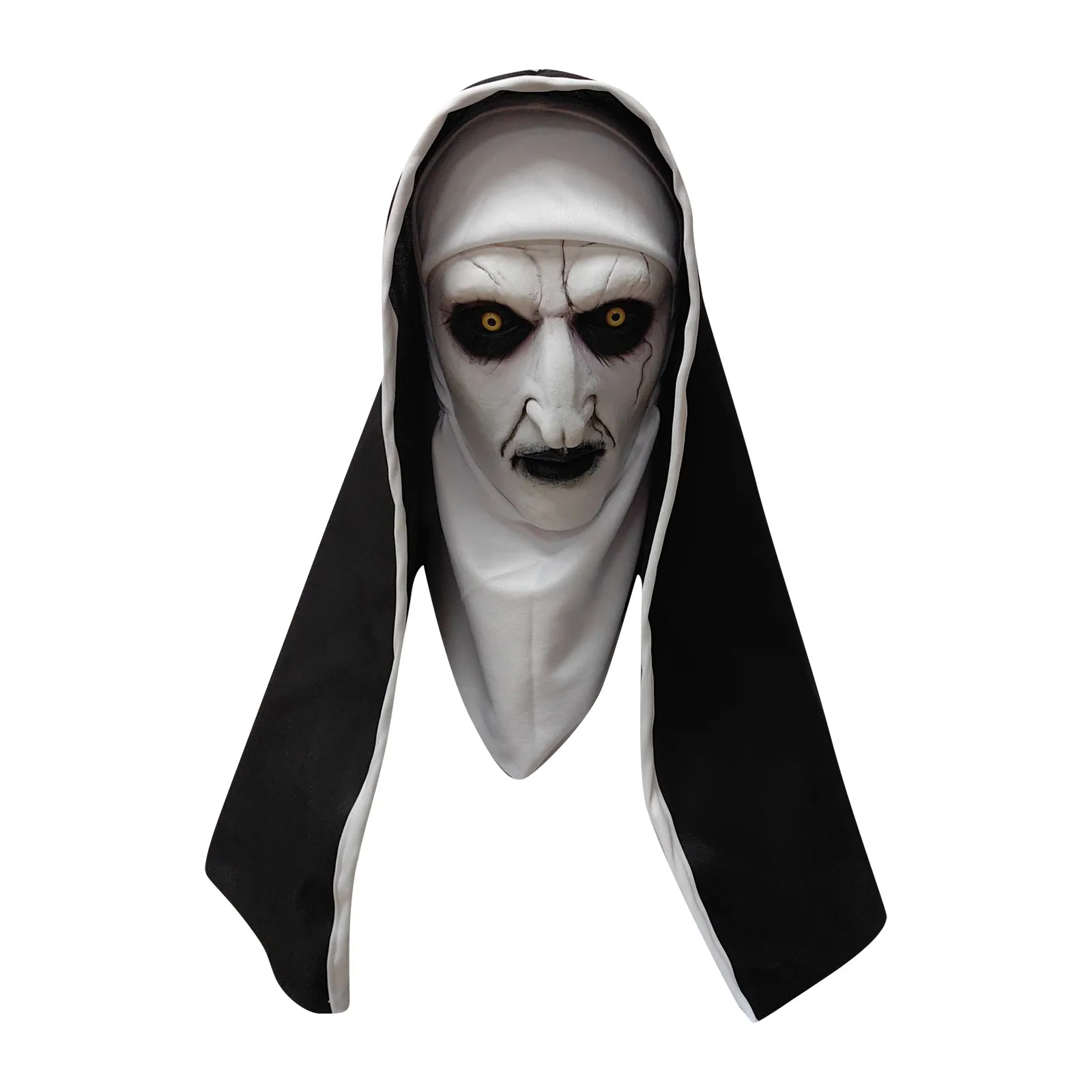 Horror The Nun Mask Cosplay Scary Bloody Demon Ghost Face Latex Masks With Headscarf Halloween Party Costume Props Deluxe