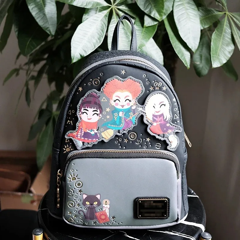 Loungefly Disney Hocus Pocus Mini Backpacks Winifred Mary and Sarah and The Loveable Cat Thackery Binx PU Cosplay Woman Backpack