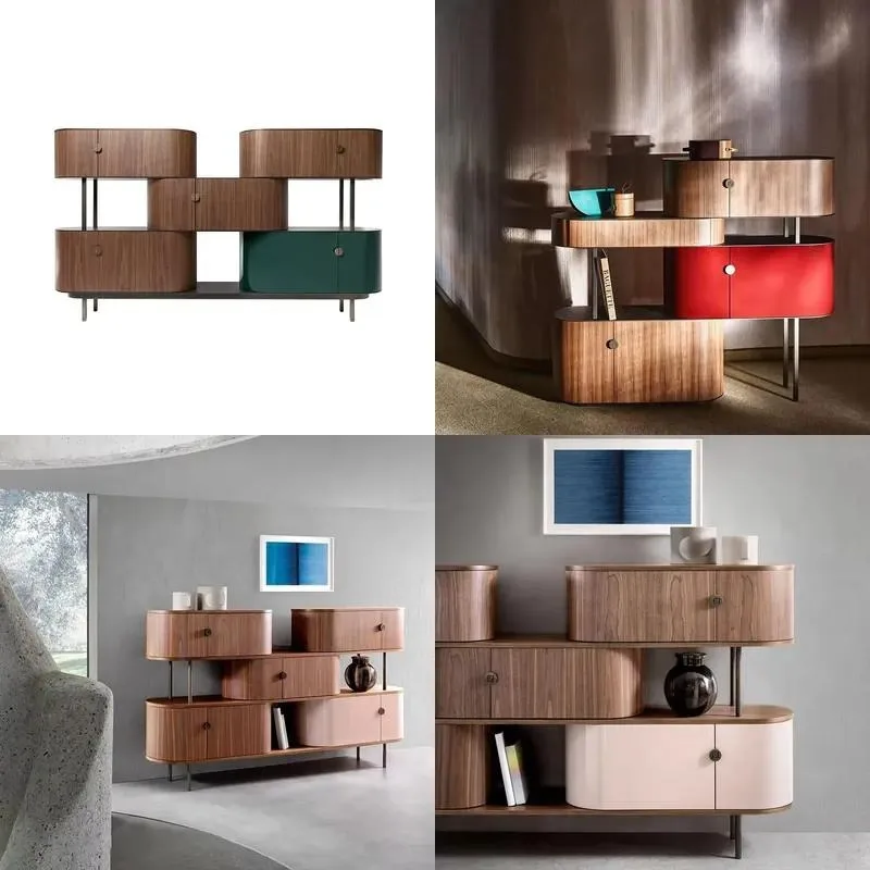 Solid Wood Console Cabinet Modern Luxury Design with Metal Legs Storage Solution for Hotel Villa Living Room Furniture