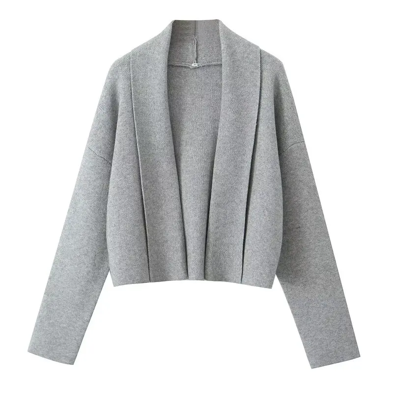 BWQ Autumn 2025 Women's Faionable Versatile Loose Knitted Scarf Collar Open Cardigan awl Coat Long Sve Commute Sle