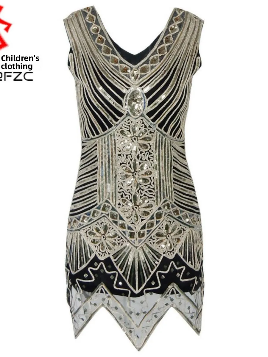 

4XL Large Size Handmade Beaded Dr 920S Vintage Beaded Dr ort Skirt No Brand Registered Trademark Spring 2025