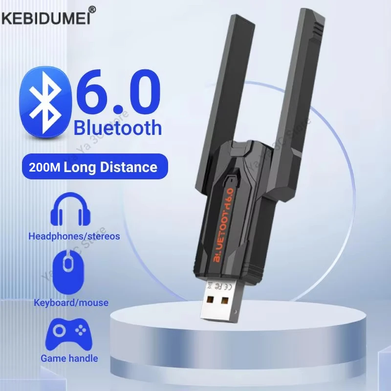 

USB Bluetooth 6.0 5.4 адаптер 200 м Bluetooth ключ для ПК беспроводная мышь клавиатура музыкальный аудиоприемник передатчик
