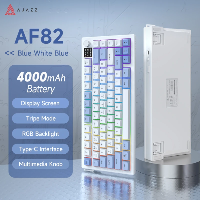 AJAZZ AF82 Office Low Profile-toetsenbord RGB Bedraad/draadloos gamingtoetsenbord 75% lay-out 82 toetsen 4000 mAh batterij voor Win/Mac