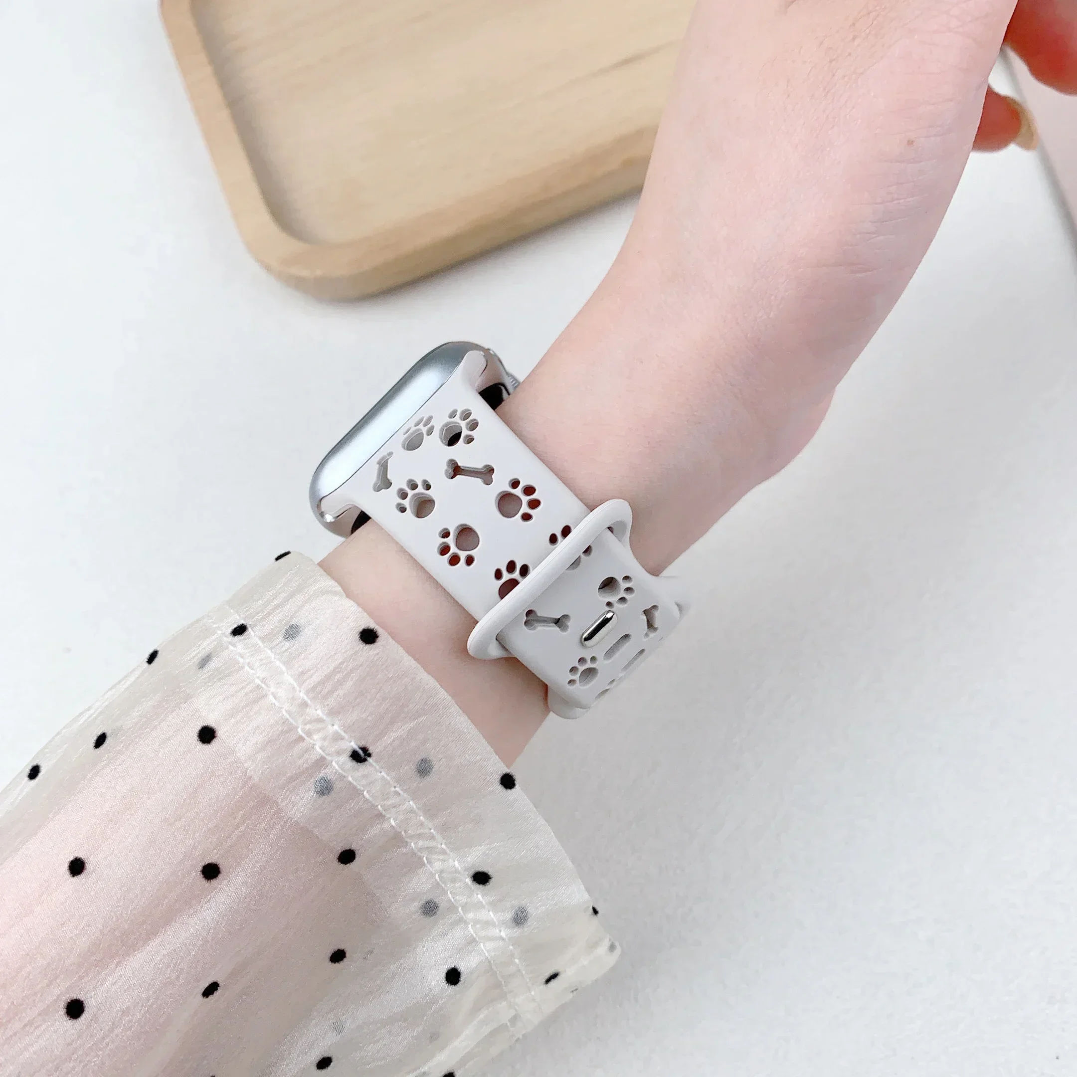 애플 워치 밴드용 강아지 발바닥 실리콘 스트랩 49mm 46mm 45mm 44mm 41mm 40mm 38mm 시리즈 11 10 9 8 7 6 5 4 3 SE Ultra3용 팔찌