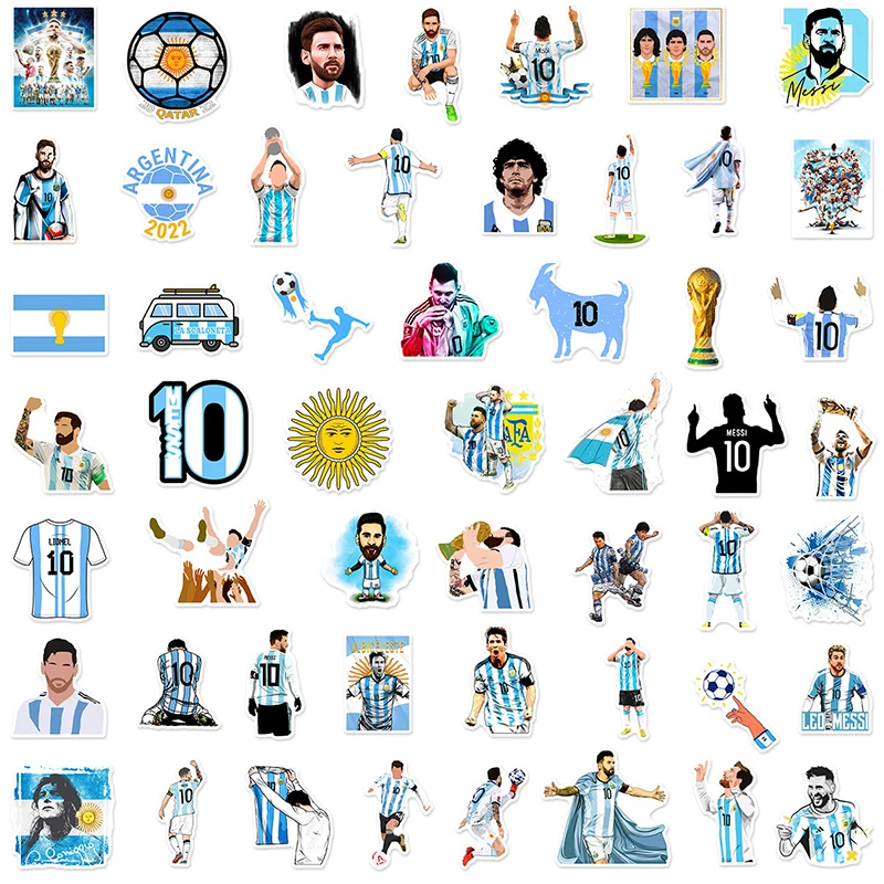 50PCS Football Star Lionel Messi DIY Graffiti Stickers Cartoon Figure Image Guitar/computer Party Waterproof Decoration Sticker