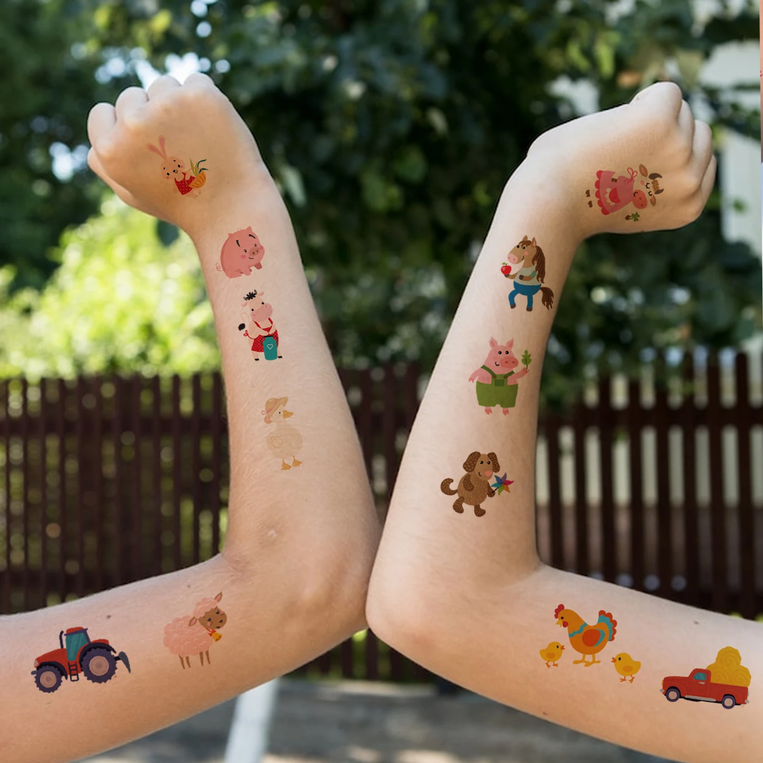 وشم مؤقت على شكل حيوانات المزرعة، هدايا لحفلات أعياد الميلاد لطيفة للغاية على شكل مزرعة، مستلزمات، ديكورات، 10 أوراق