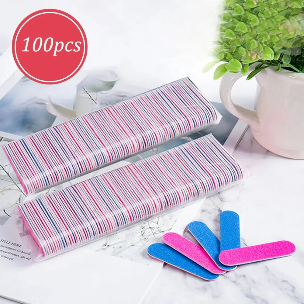 

50/100 шт. двухсторонняя пилочка для ногтей, мини-шлифовальный буферный блок, набор для гель-лака, маникюра, педикюра, салона, инструмент для дизайна ногтей, матовая ручка Na