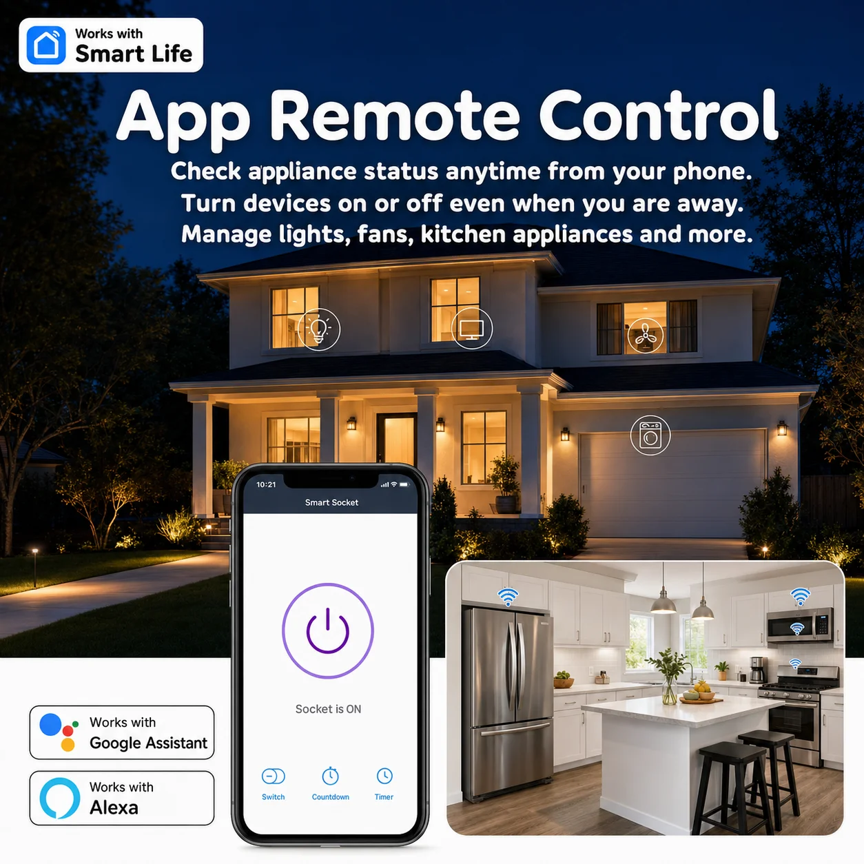 Tuya UK Smart Plug WiFi Bluetooth Energy Monitor Voice Control Alexa Google Timer Remote App Home Automation Mini Socket Plug view 6