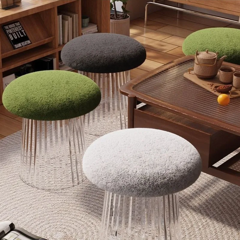 Multifunctional Acrylic Footstool, Entryway Stool, Compact Playroom Furniture, Lounge Ottoman, Modern Rounded Design