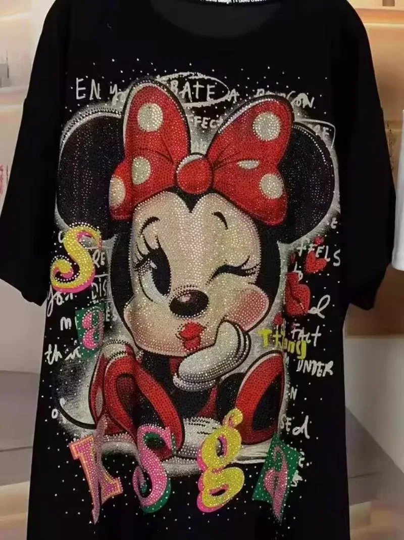 

Высокое качество, весна-лето, новая тяжелая мастерство, футболка с короткими рукавами и рисунком Минни, футболка для пары, уличная одежда, топы