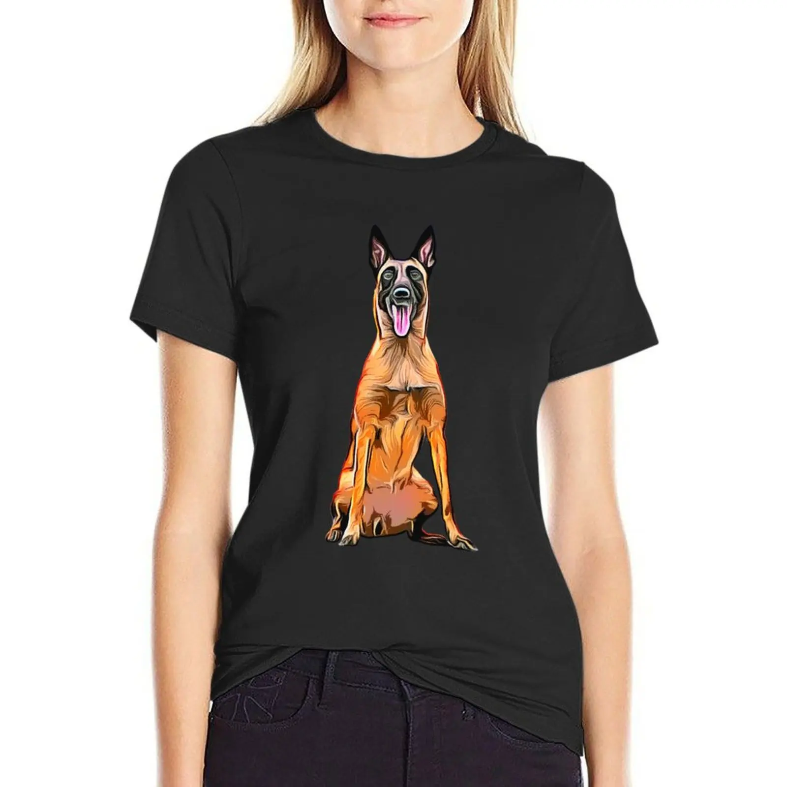 Belgian Malinois sitting silhouette for dog lovers T-Shirt vintage clothes sweat customs workout shirts for Women