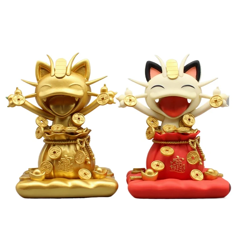 13cm Pokemon Meowth Sprinkle Gold Coins Anime Figure Model Gk Statue Boys Collection Desktop Decoration Ornament Cute Toys Gift