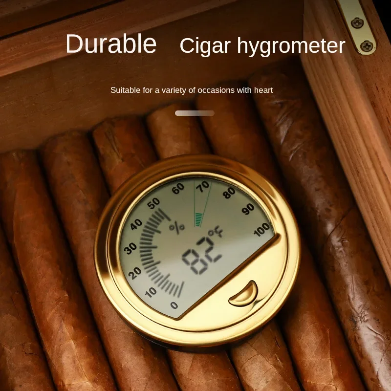 High-Precision Digital Display Thermohygrometer, Cigarar Box, Electronic Constant Temperature and Humidity Meter, Round Hygrom