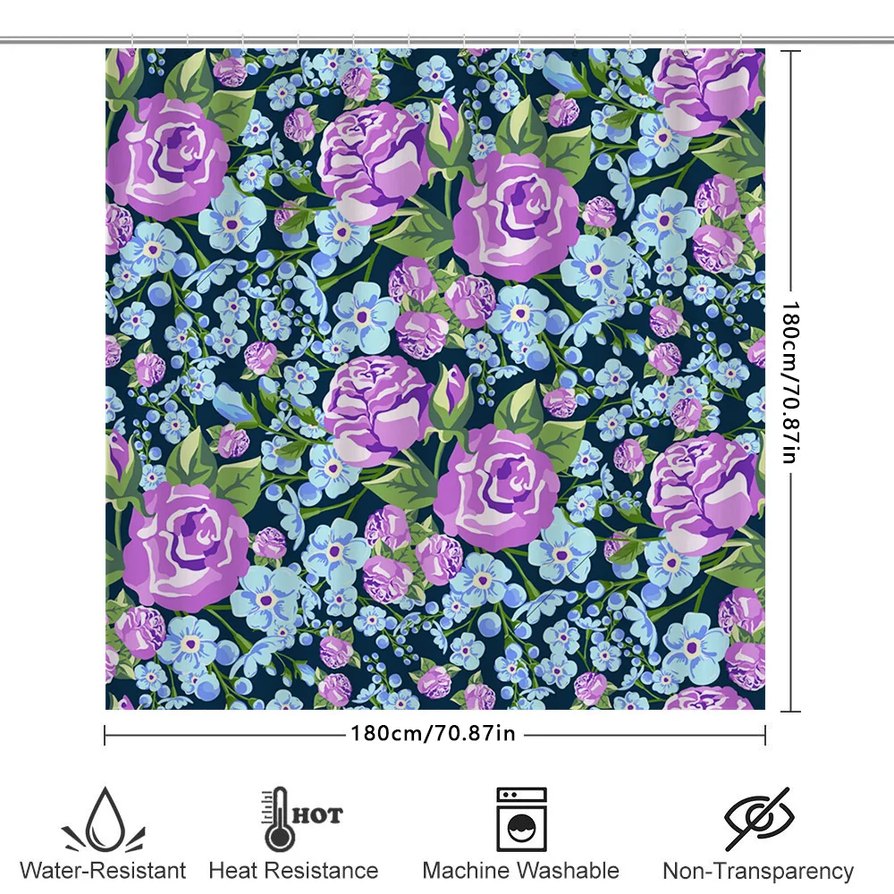 نابضة بالحياة زهرة دش الستار جريئة الأزهار طباعة الحمام ديكور نسيج مقاوم للماء الورود الوردي الأزرق الخشخاش الأرجواني أقحوان G #6
