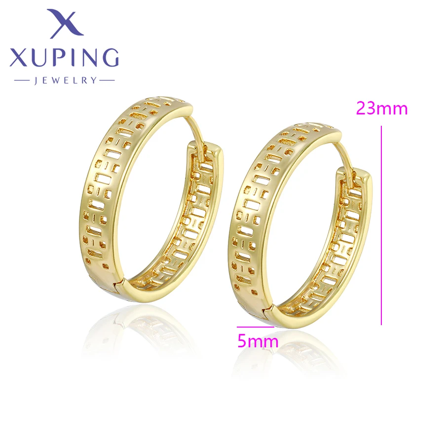 Xuping Jewelry Hot Sales Trend Popular Light Gold Color Hoops Earrings for Women Schoolgirl Holiday Christmas Gifts X000453436