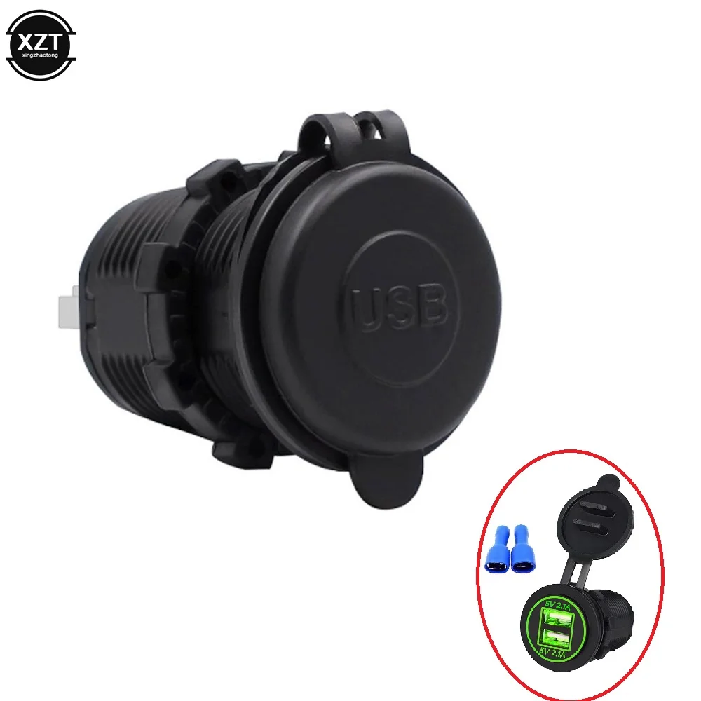 

USB Auto car-charge 5V 4.2A Dual USB Charger Socket Adapter Power Outlet for 12V 24V Motorcycle Car led