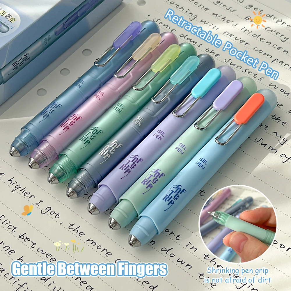 3/4 Fun Retractable Pocket Pen 0.5mm Simple Quick-Dry Gel Pen Study Office IG Style Fashionable Pocket Pen