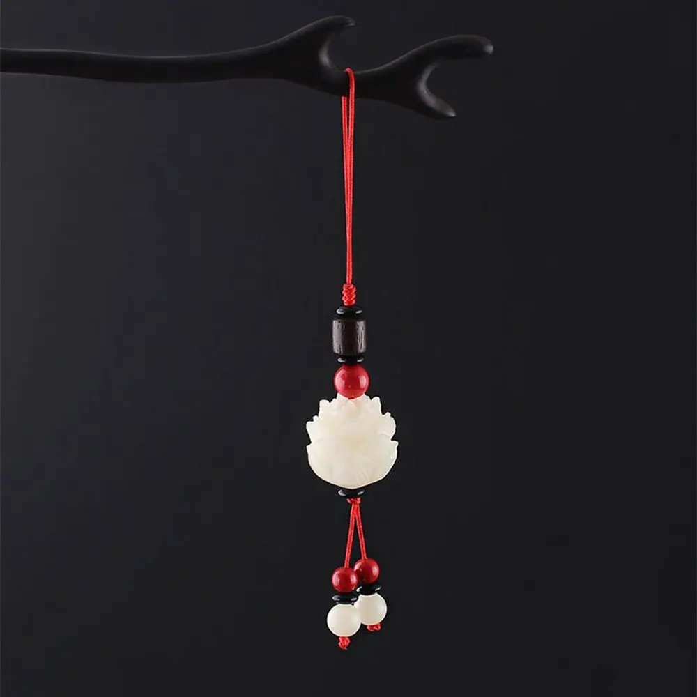 Colgante de madera y ágata para coche, para funda de móvil, llavero de flor de Bodi y loto, cordón para teléfono móvil, colgante para bolso, cordón para teléfono móvil