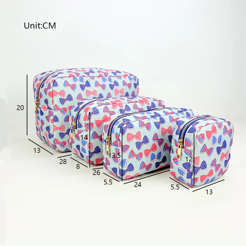 Lady Cosmetic Pouch Leaves Print Travel Makeup Bag Set Nylon Waterproof Toiletry Bag for Women Valentine's Day Gifts