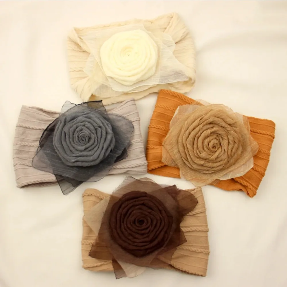 

Rose Flower Headband Baby Girls Retro Hairband Children Hairflower Newborn Big Floral Headbands Kids Headwear Toddler Headdress
