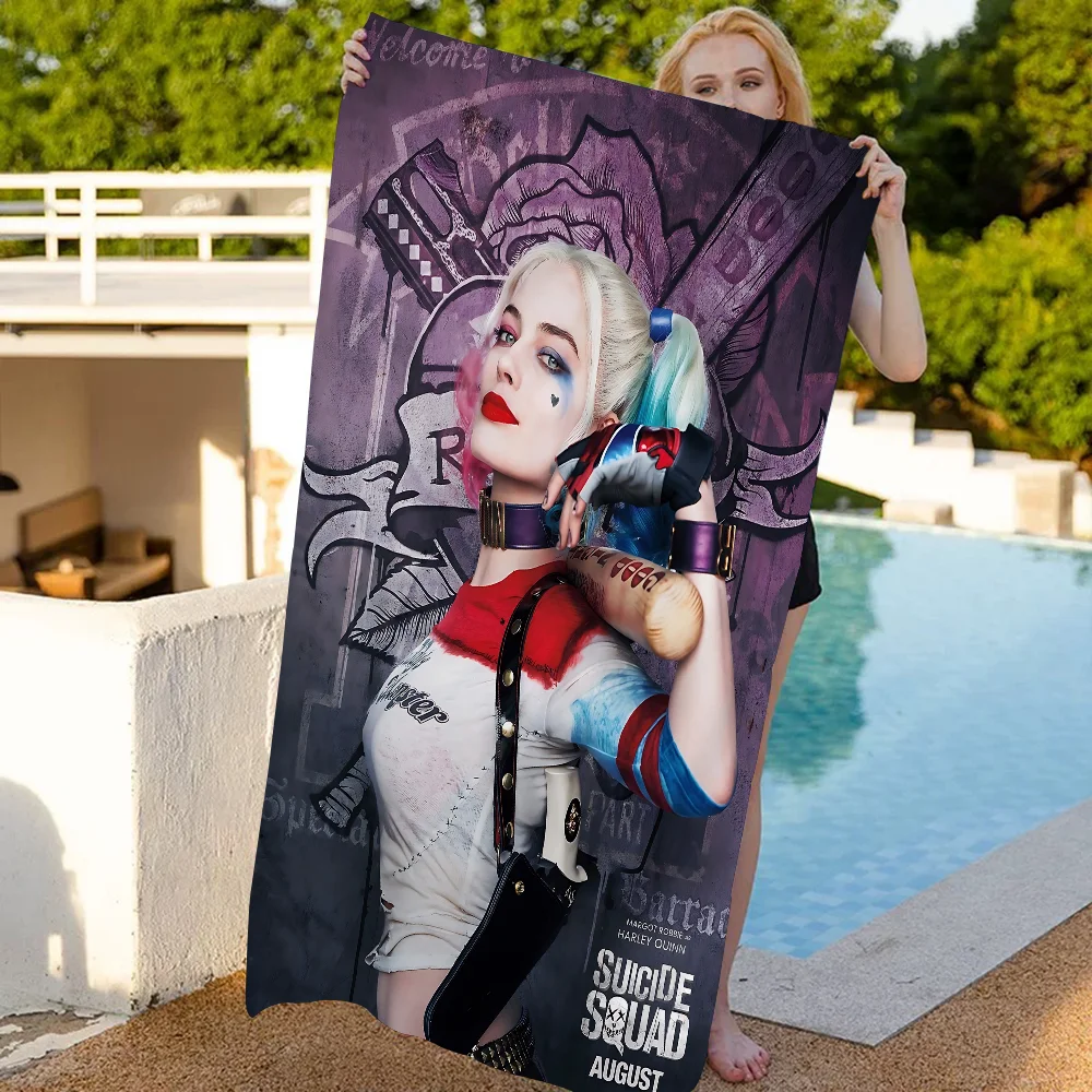 H-HarleyS Cool Q-Quinn Beach Towel Cartoon Cute Summer Kids Large Bath Pool Beach Towel Microfiber Absorbent For Swimming Travel