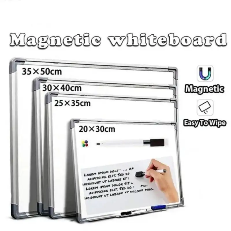Wall-Mounted Double-Sided Magnetic Aluminum Whiteboard With Two Magnets And Whiteboard Marker With Eraser For Teaching Learning