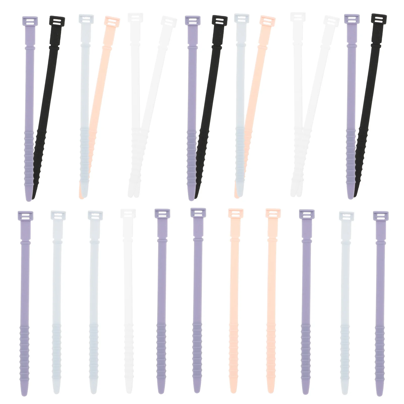 40Pcs Silicone Zip Ties Reusable Cable Organizer Cord Management Strap for Office Electronics Wire Management Zip Ties