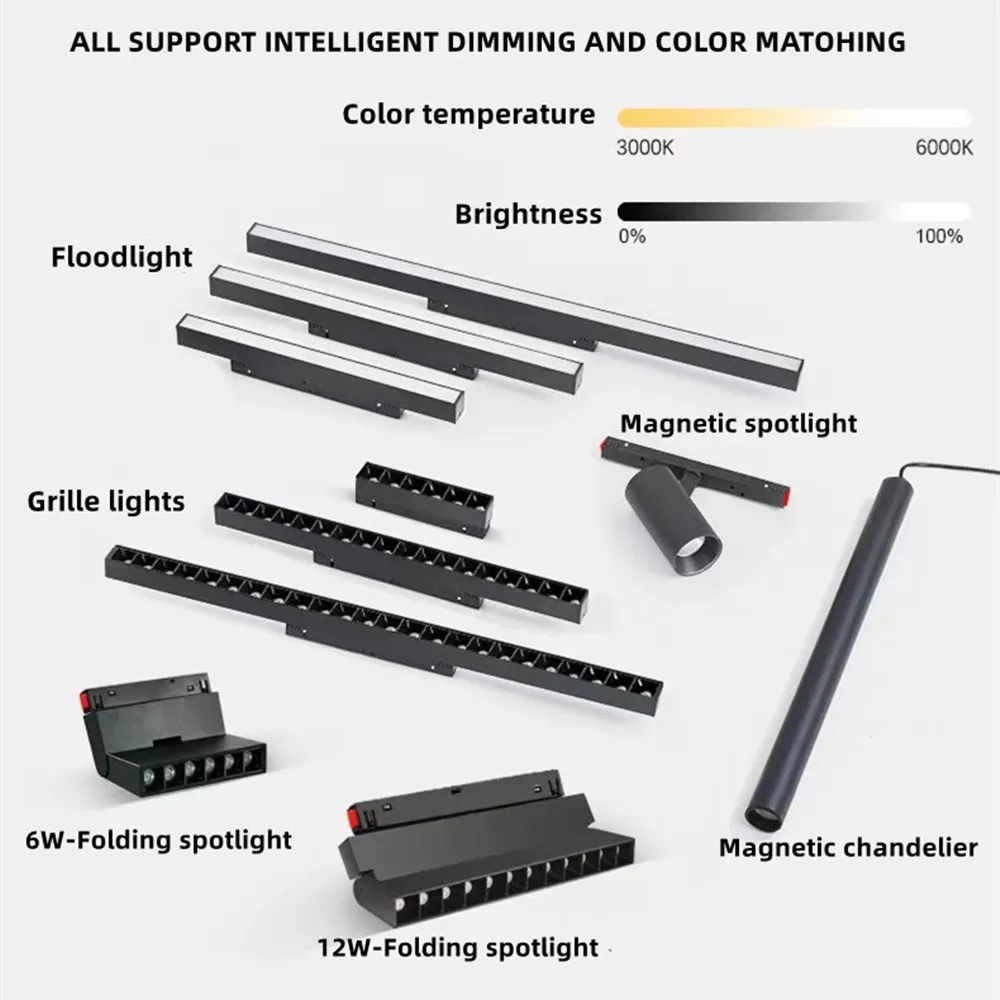 PDQ Tmall Genie Smart LED Track Light Embedded Masterless Lighting Lamp Living Room Light Voice Control Magnetic Track Light