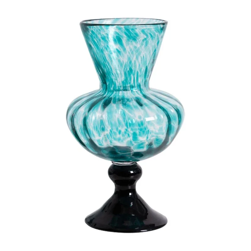 Retro style medieval sprinkling gold and glass high-footed retro medieval French old goods advanced art wind lamp vase