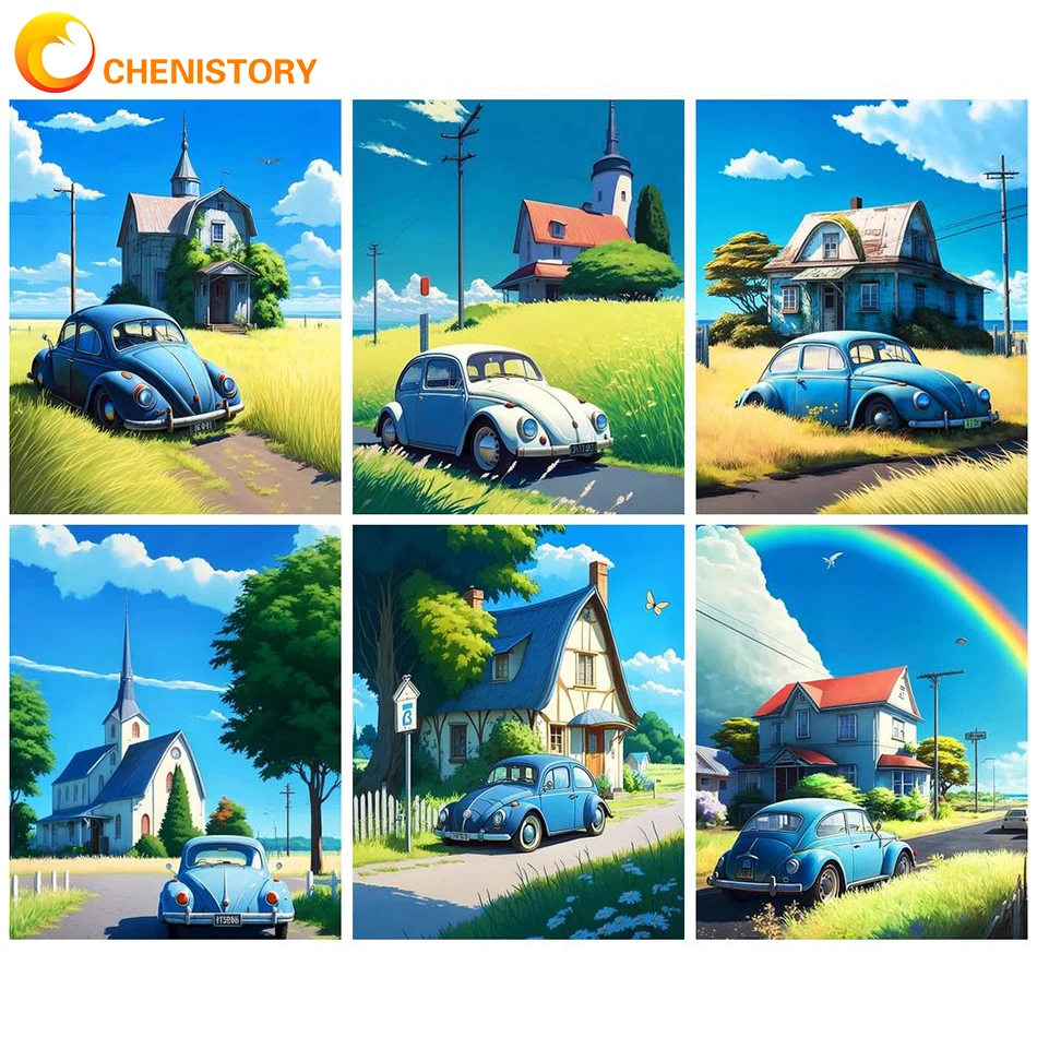 

CHENISTORY Painting By Number Car On Canvas Frame DIY Kits For Adults Acrylic Paint Adults Picture Drawing Coloring By Number De
