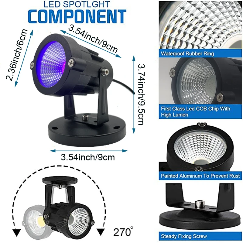 Lumière noire LED UV avec câble interrupteur marche/arrêt pour le durcissement ultraviolet, imprimante 3D, résine, ongles en gel UV, lumière noire,