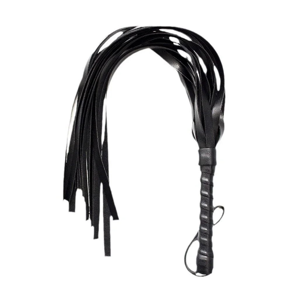 High Quality Pu Leather Pimp Whip Racing Riding Crop Party Flogger Hand Cuffs Queen Black Horse Riding Whip