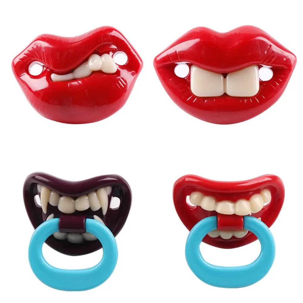 6 Colors Funny Cute Pacifier Novelty Teeth Baby Child Soother Soft Pacifiers with Teeth Food Grade Silicone Pacifier for Babies