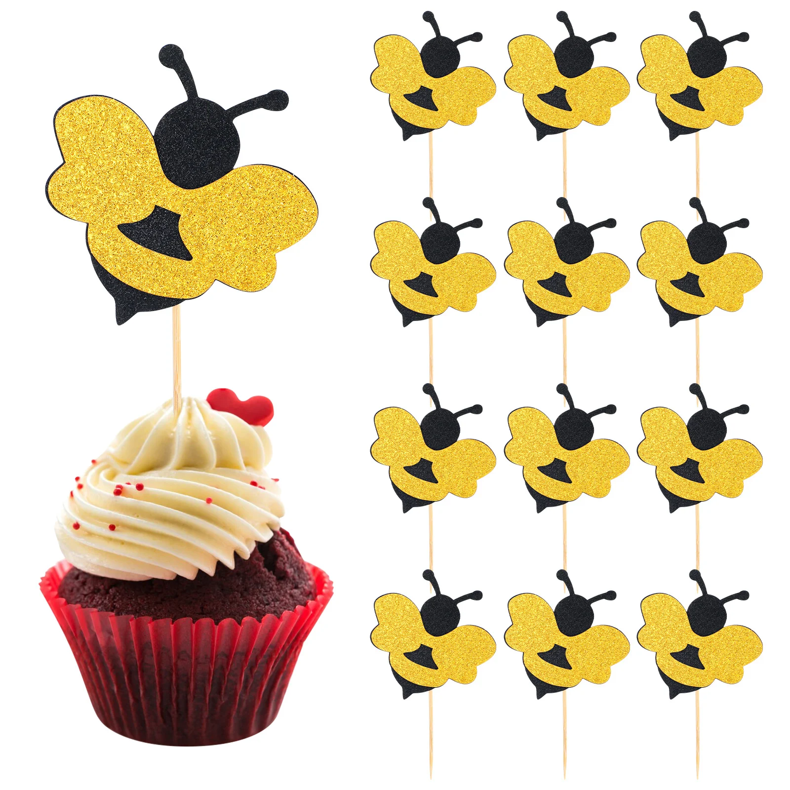 

30pcs Decoration Bamboo Bee Picks for Cupcake Topper Party Dessert Decor Birthday Baby Shower Cake Picks PARTY CUPCAKE DECOR