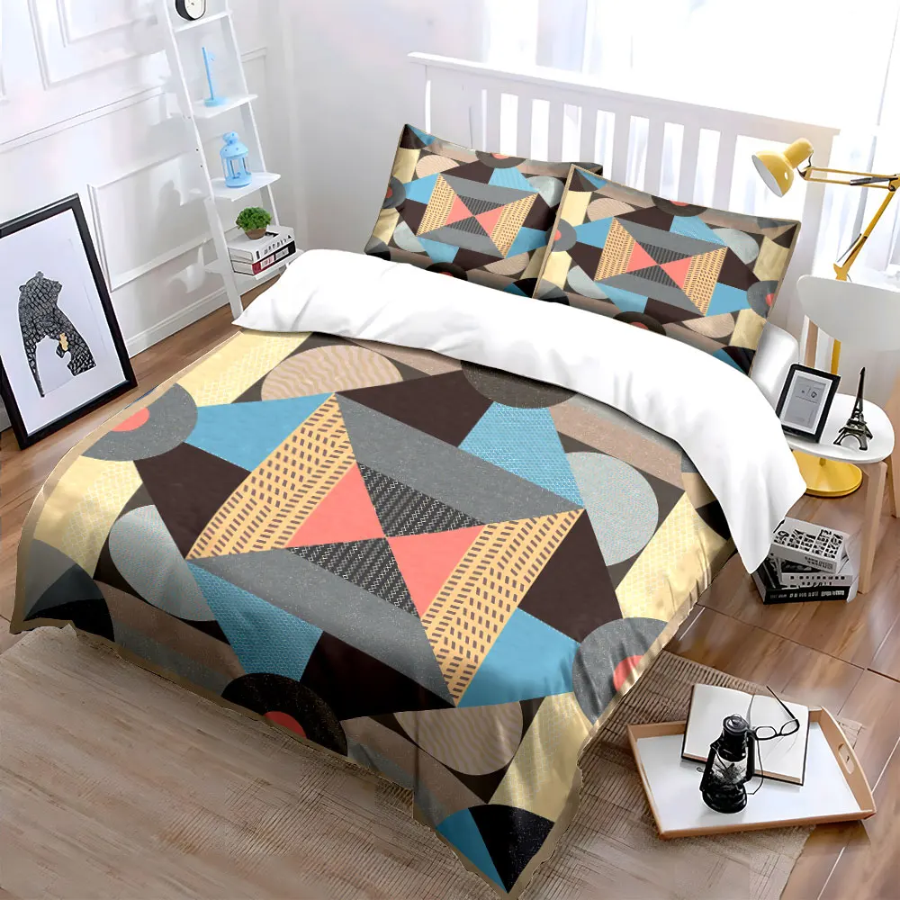 

Geometric Pattern Home Decor Set Multiple sizes kid's and adults' bedroom Exquisite 3PC bedding set, gift