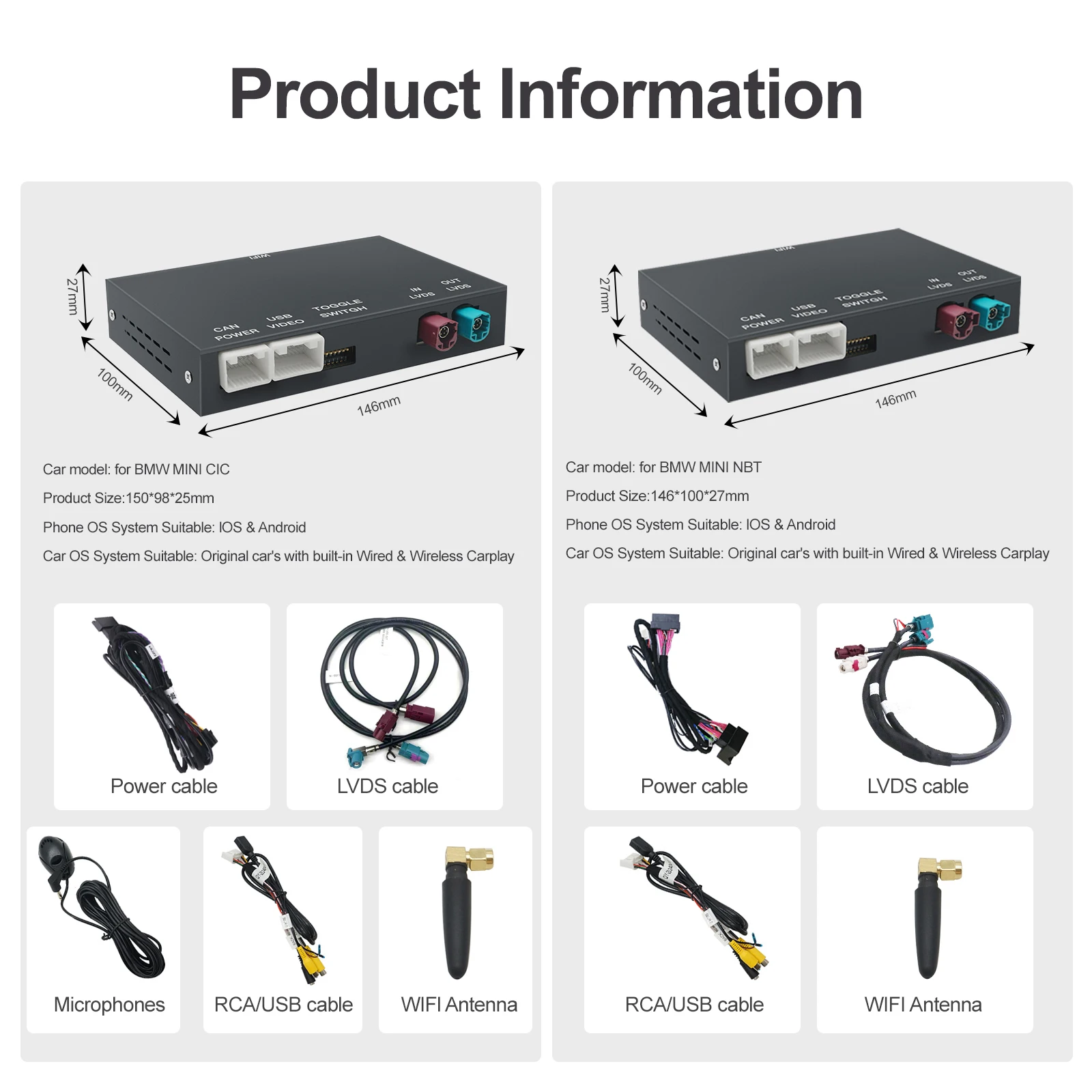 Wireless CarPlay Android AUTO สําหรับ BMW 1 2 Series F20 F21 F22 F23 F45 2011-2020 NBT EVO พร้อม MirrorLink Airplay ด้านหลังกล้อง