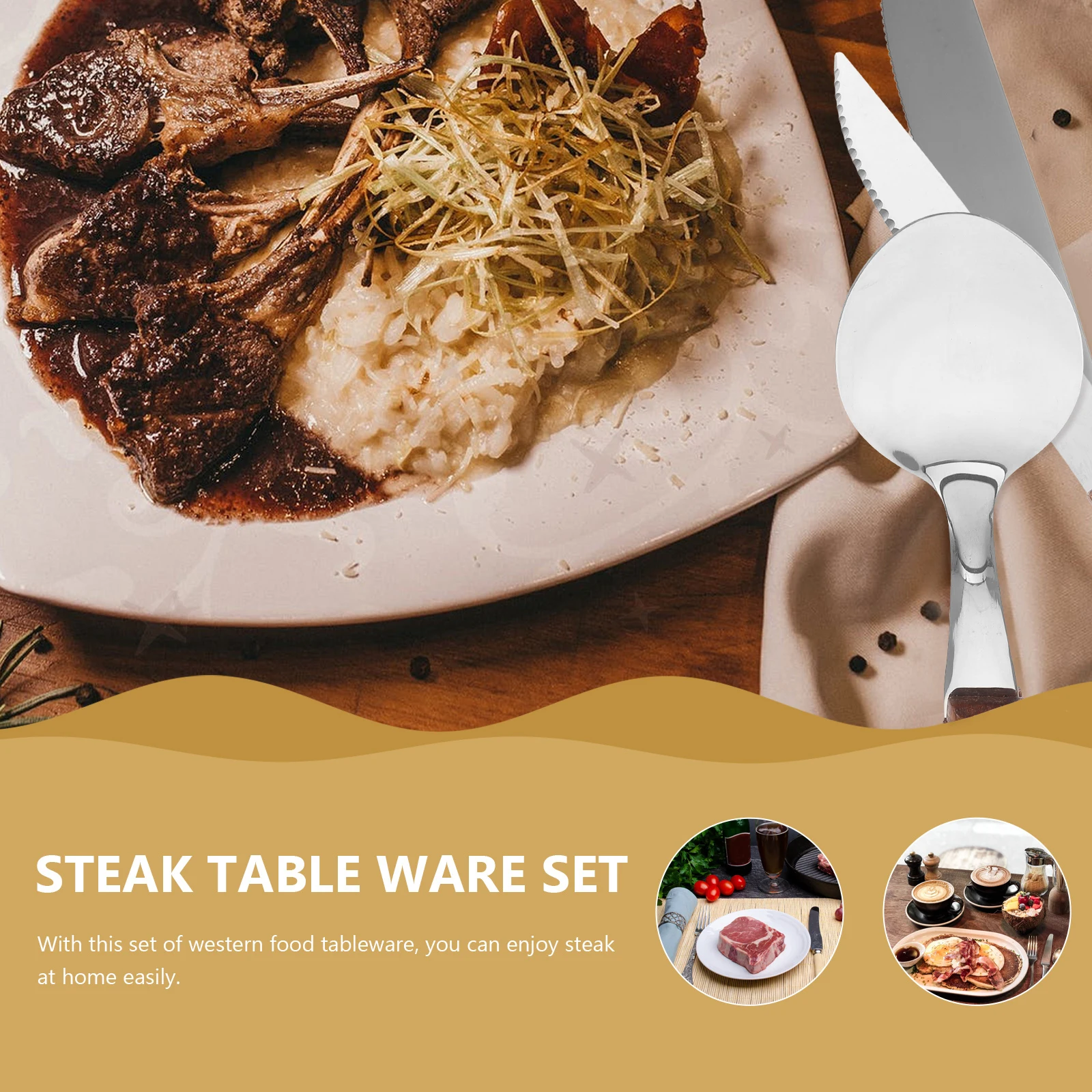 

Western Tableware Set Stainless Steel Fork Spoon Knife Kit Smooth Edge Portable Dinnerware Travel Camping Picnic