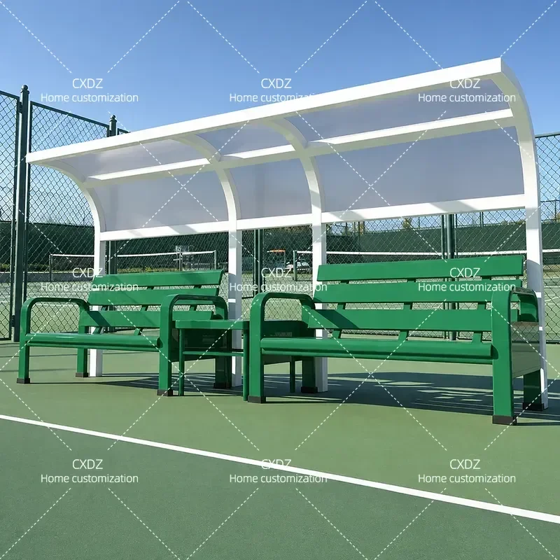 Outdoor Double Row Bench for Tennis Basketball Court Rest Seat Sports Leisure Chair Stadium Seating Weather Resistant Durable