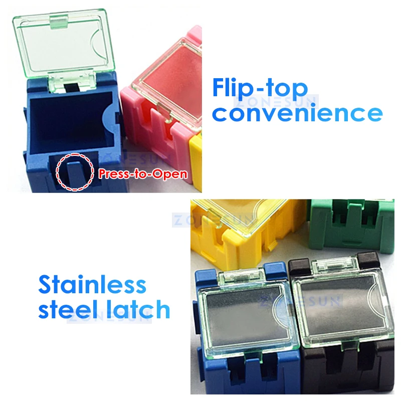 ZONESUN ZS-SC1 Plastic Storage Boxes Cases Jewelry Organizer Component Box Compartment Containers for Custom Letter Stamps