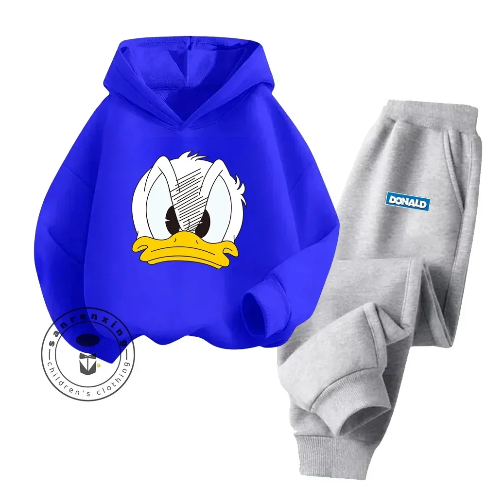 Spring and Fall Fashion Cartoon Donald Duck Pure Cotton Boys and Girls Teenagers Unique Super Good-looking Sweatshirt Tracksuit