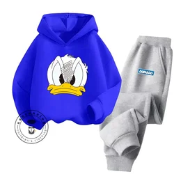 Spring and Fall Fashion Cartoon Donald Duck Pure Cotton Boys and Girls Teenagers Unique Super Good-looking Sweatshirt Tracksuit