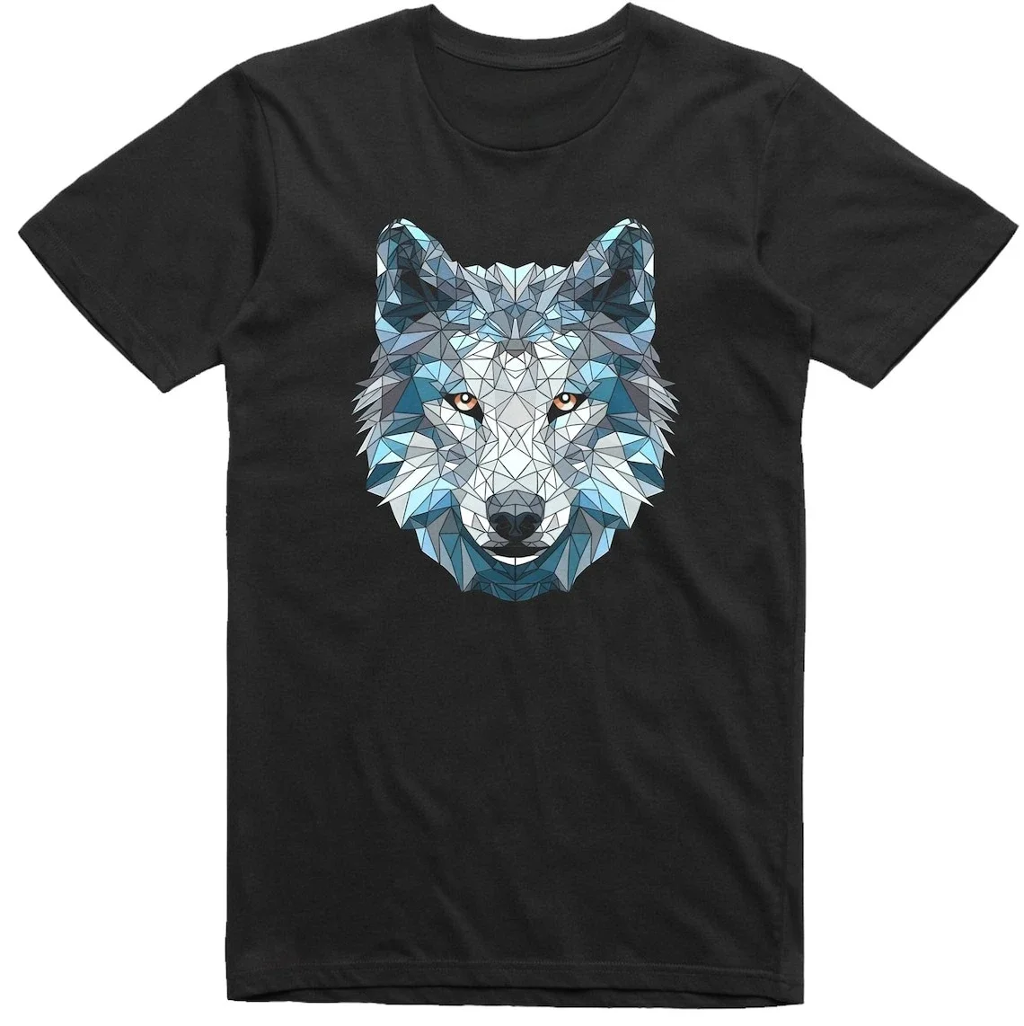 

Geometric Wolf Head Men's T-Shirt Crew Neck Cotton Short Sleeve Graphic Tee Casual